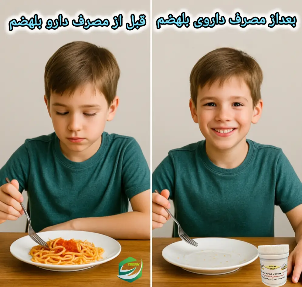 قبل و بعد از مصرف داروی بلهضم
