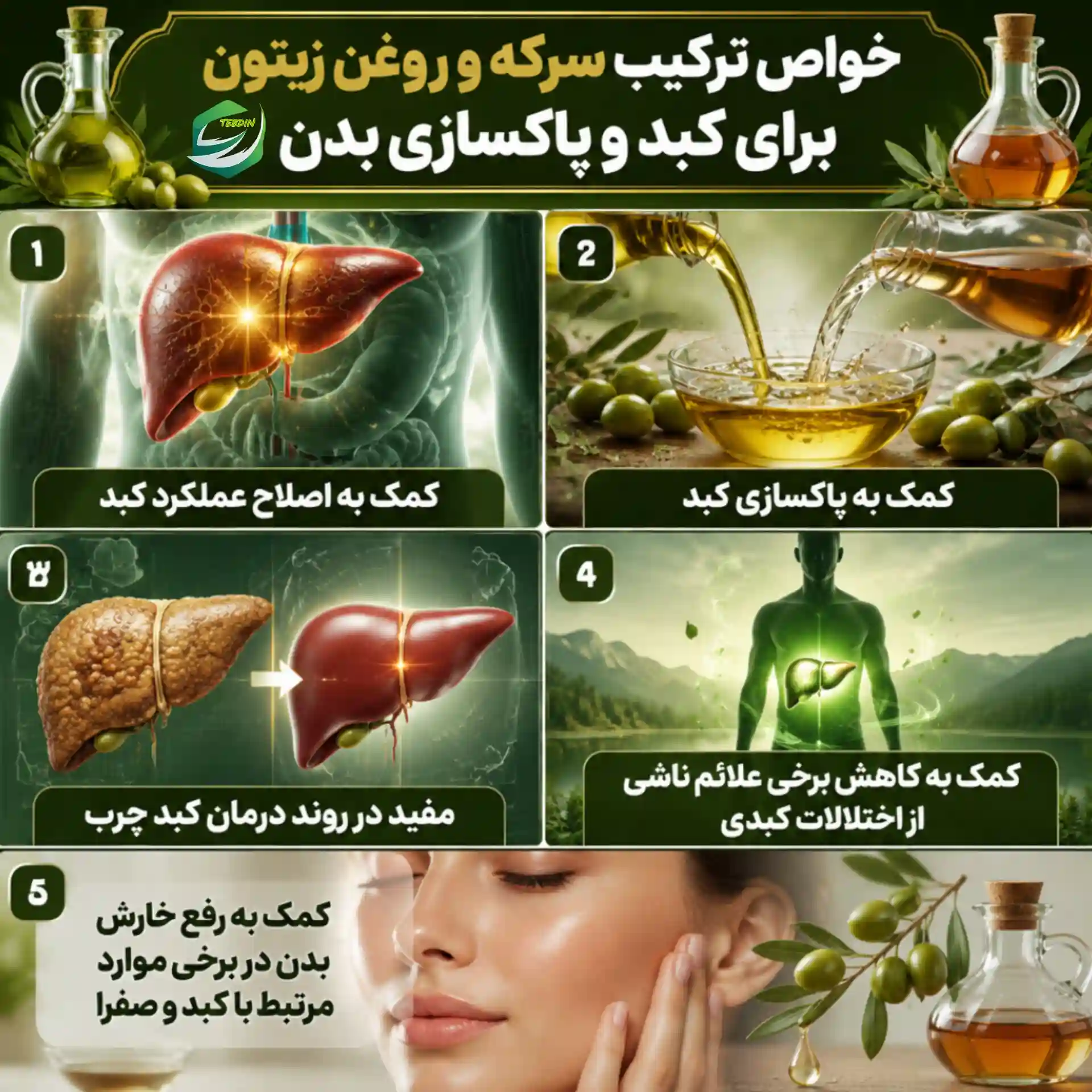 خواص ترکیب سرکه و روغن زیتون برای کبد و پاکسازی بد