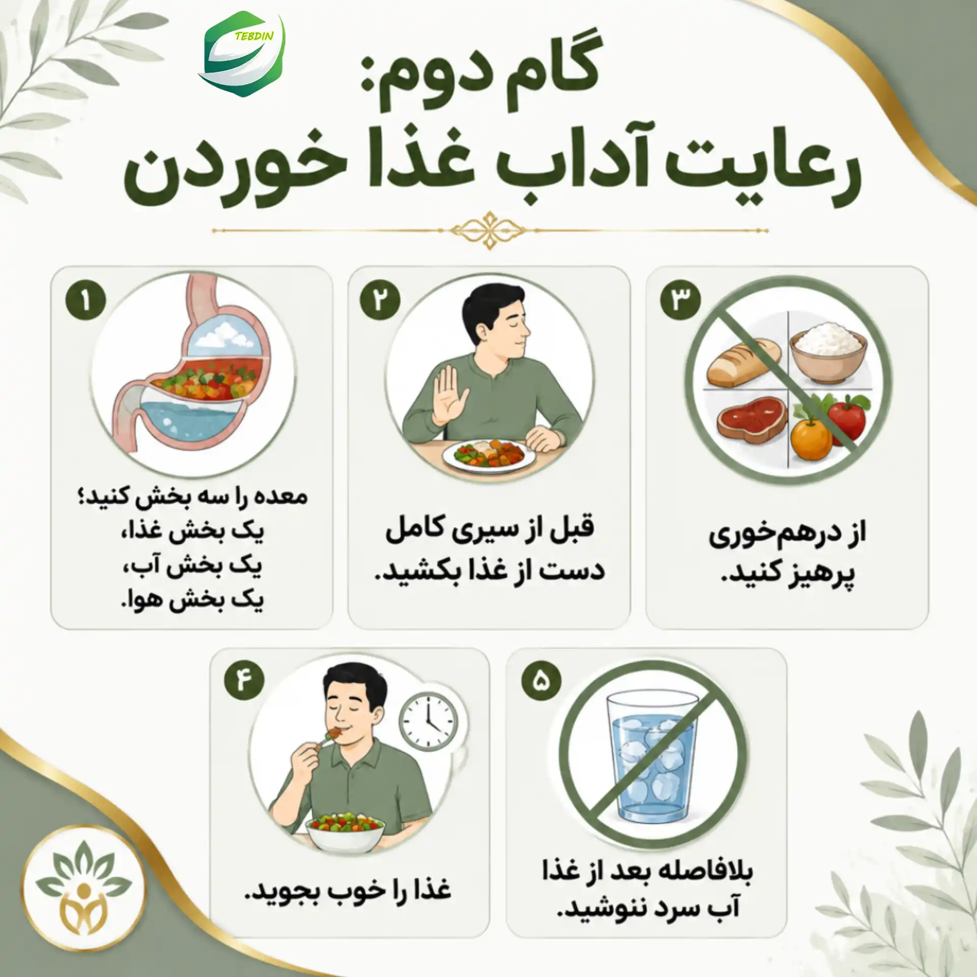 گام دوم رعایت آداب غذا خوردن