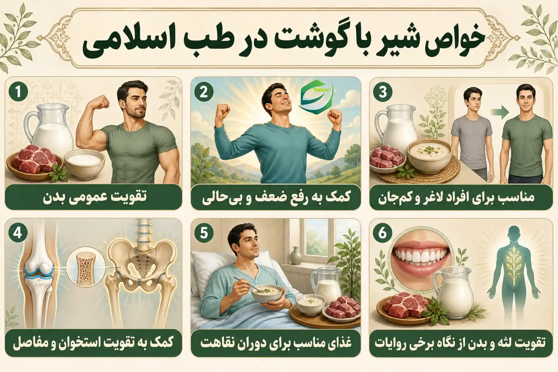 خواص شیر با گوشت در طب اسلامی