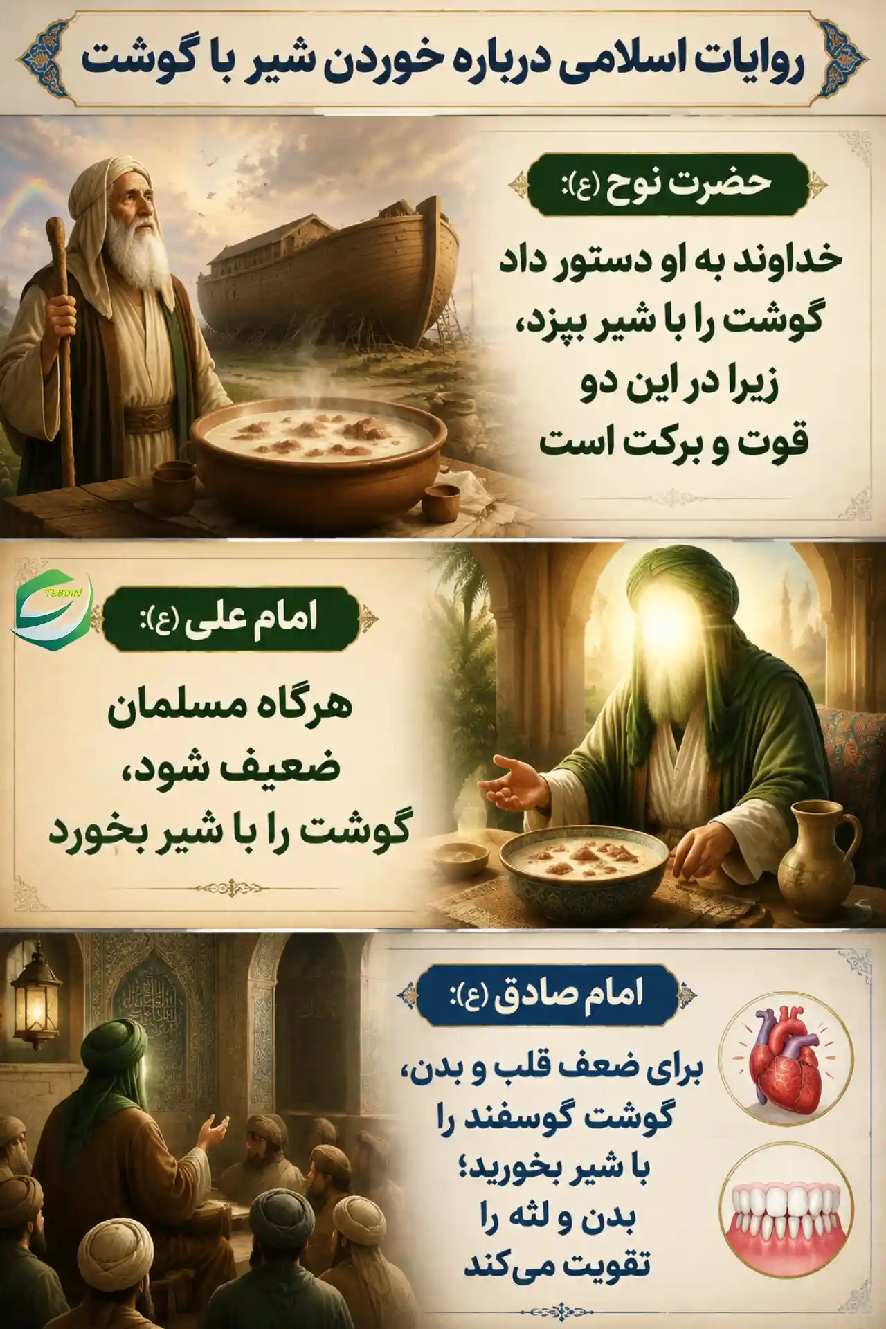 روایات اسلامی درباره خوردن شیر با گوشت