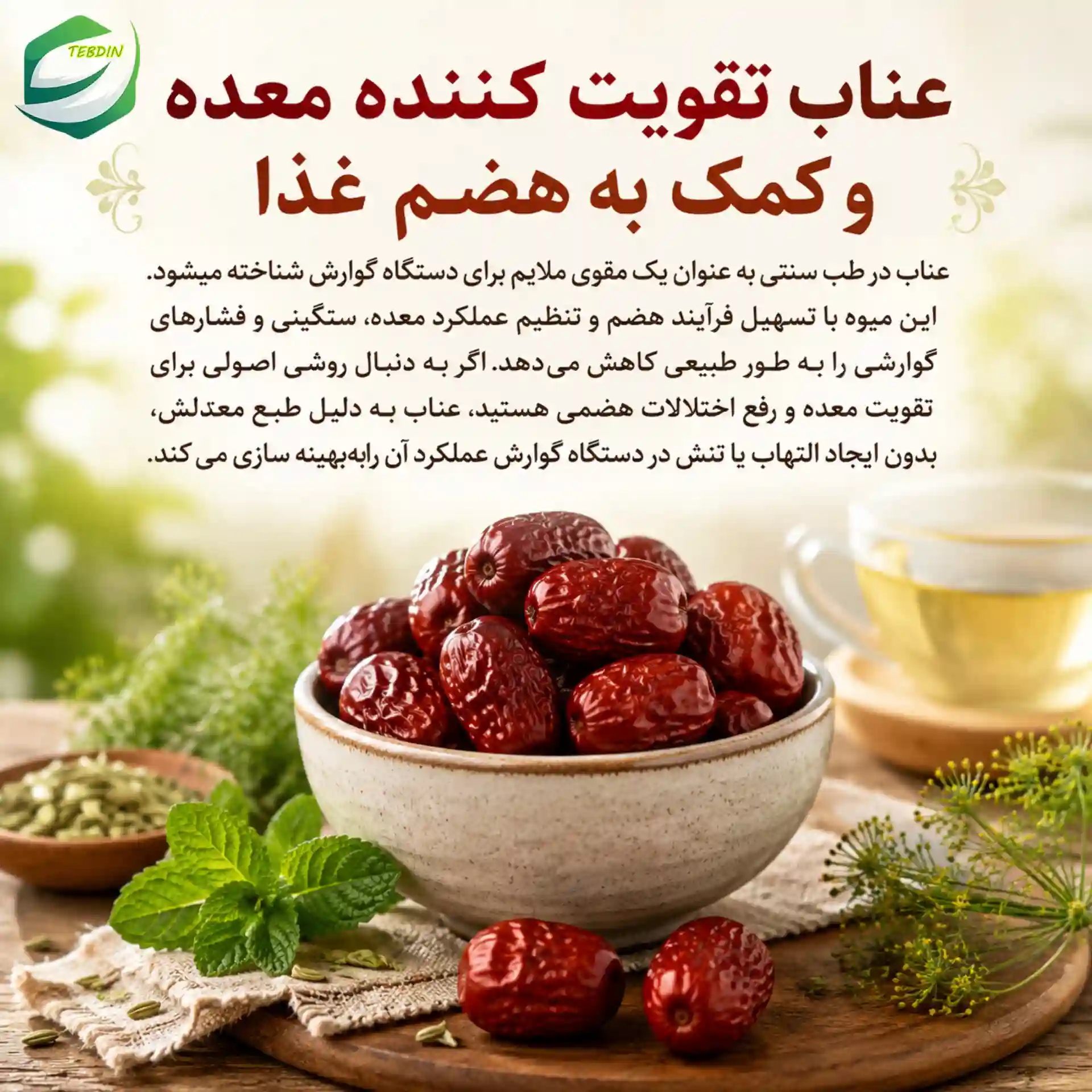 عناب تقویت کننده معده و کمک به هضم غذا