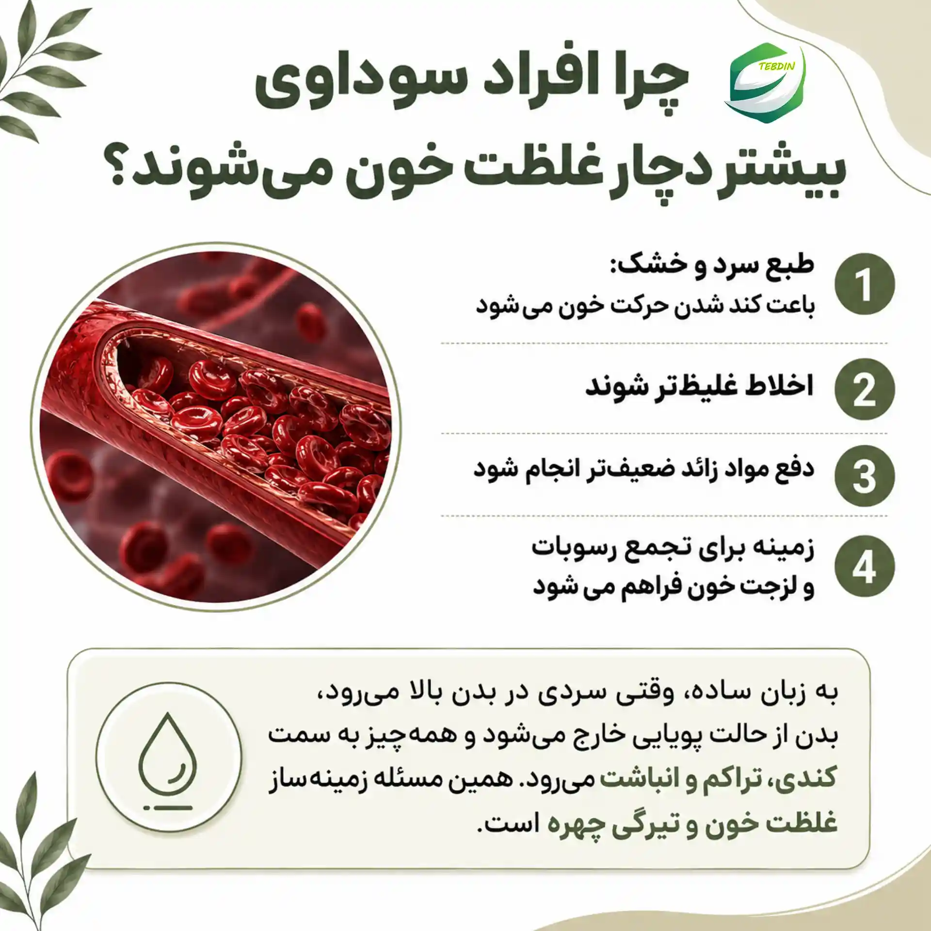 دمنوش عالی برای برطرف کردن غلظت خون در افراد سودایی 4 چرا افراد سوداوی بیشتردچار غلظت خون میشوند؟