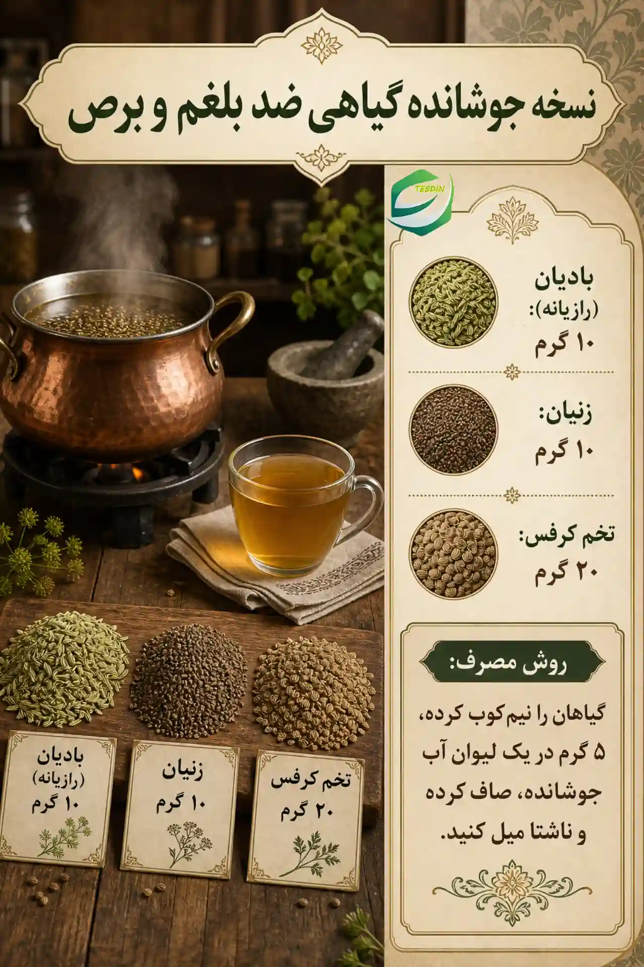 نسخه جوشانده گیاهی ضد بلغم و برص