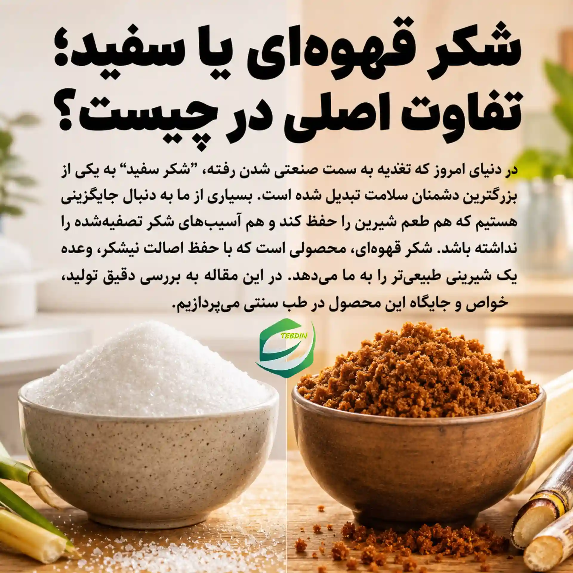 شکر قهوه‌ای یا سفید تفاوت اصلی در چیست؟