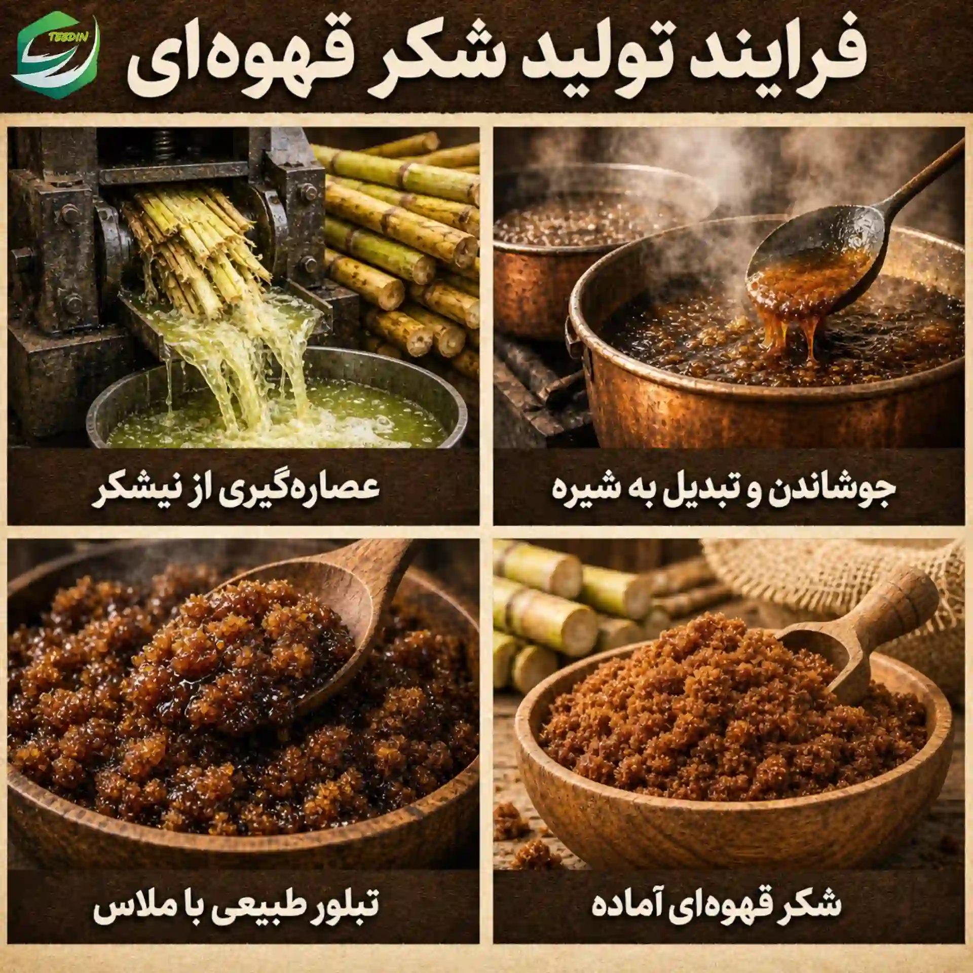 فرایند تولید شکر قهوه‌ای