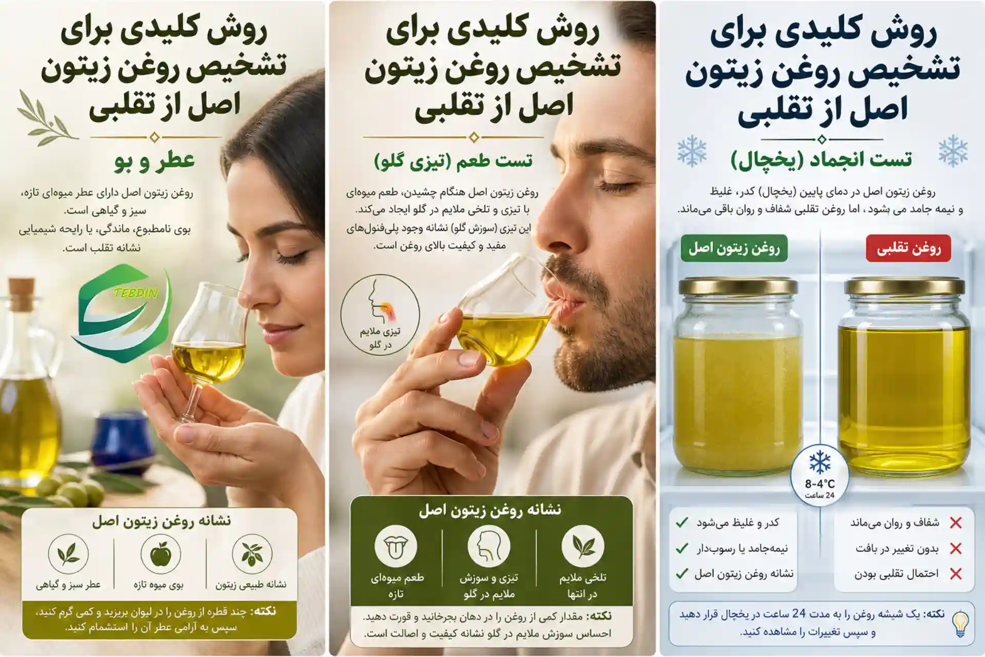 روغن زیتون در دیدگاه ائمه 5 روش کلیدی برای تشخیص روغن زیتون اصل از تقلبی