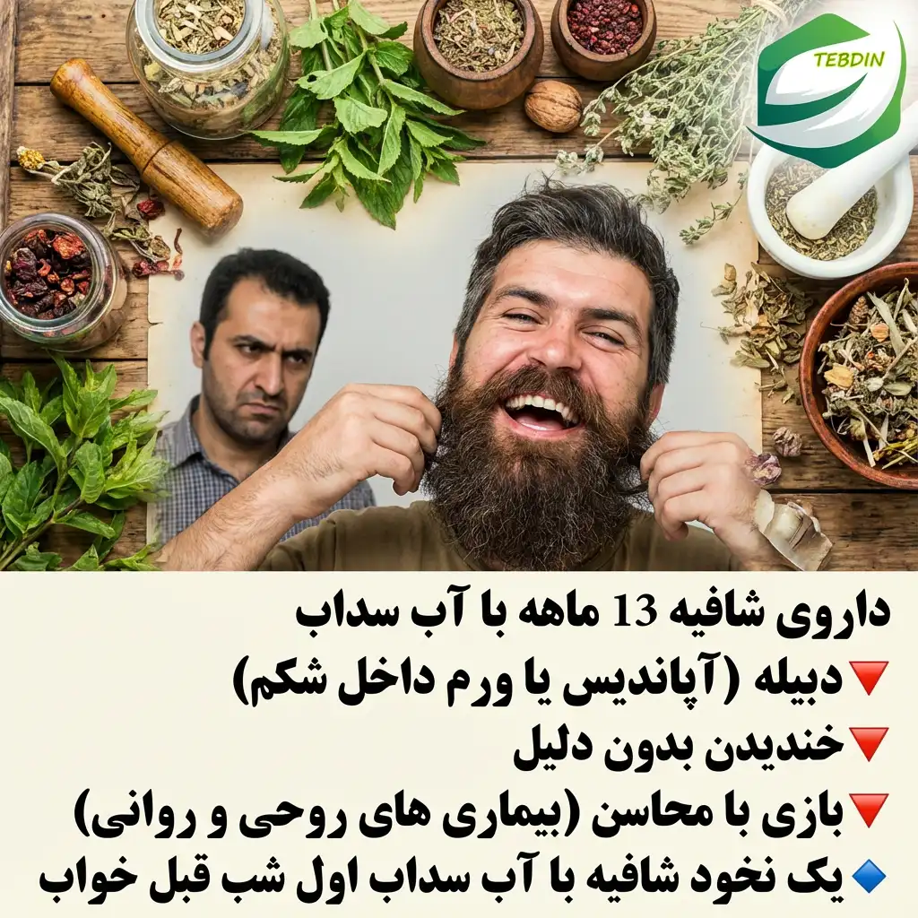 شافیه با آب سداب درمان بازی کردن با ریش و خنده بدون دلیل و غده داخل شکم
