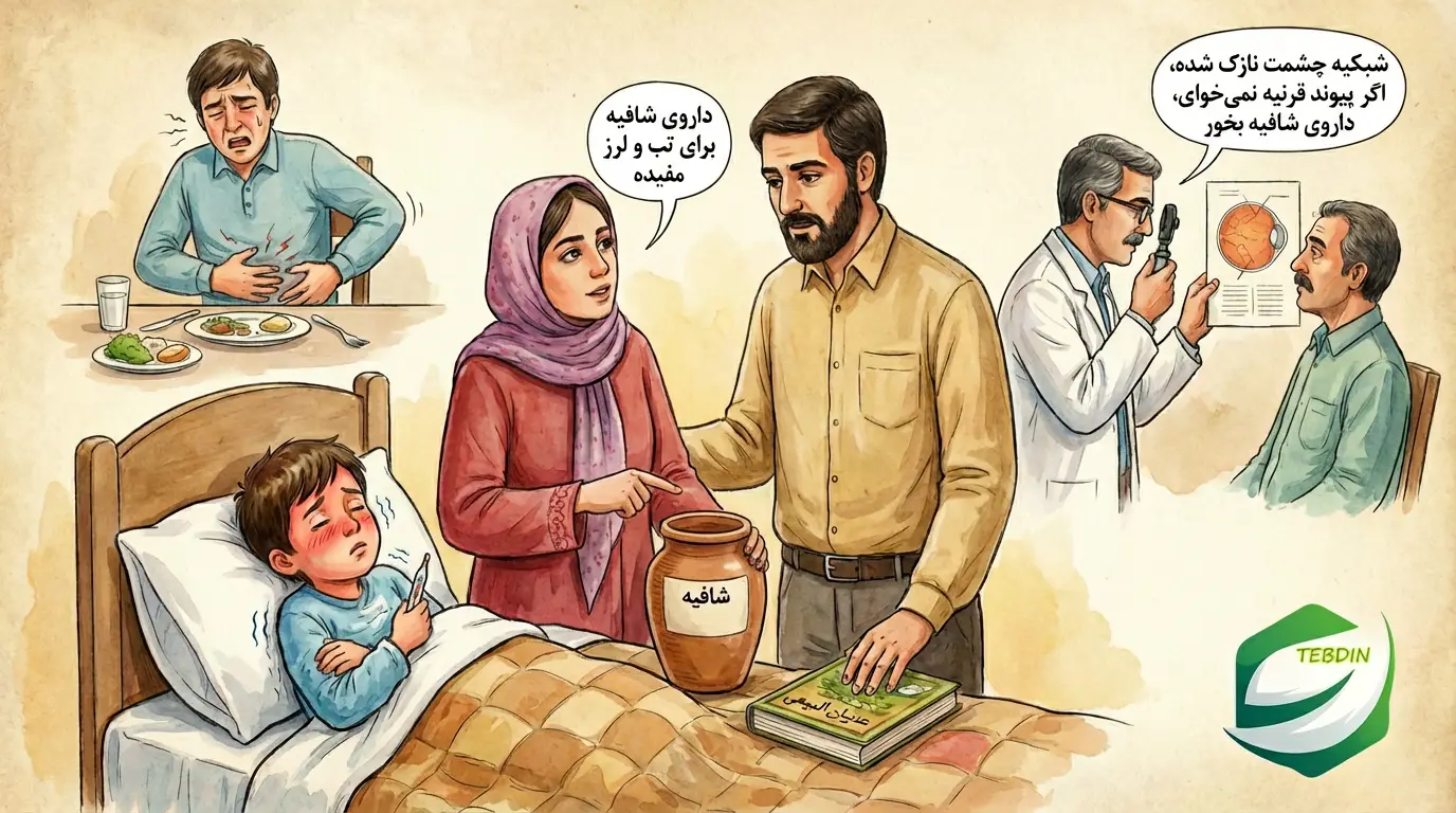 شافیه دو ماهه درمان پارگی قرنیه و تب و لرز و عدم هضم