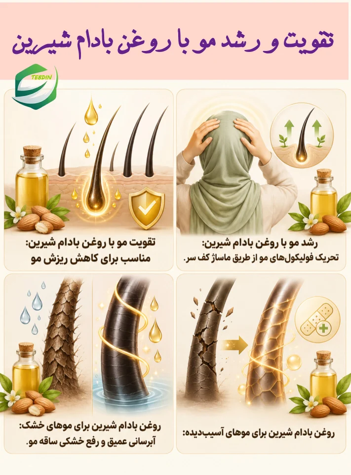 تقویت و رشد مو با روغن بادام شیرین