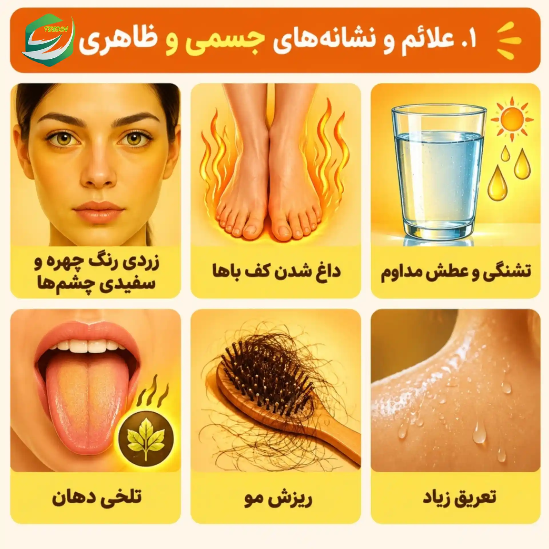 قرص گیاهی صفرابر ترکیبی 5 ا علائم و نشانه های جسمی و ظاهری