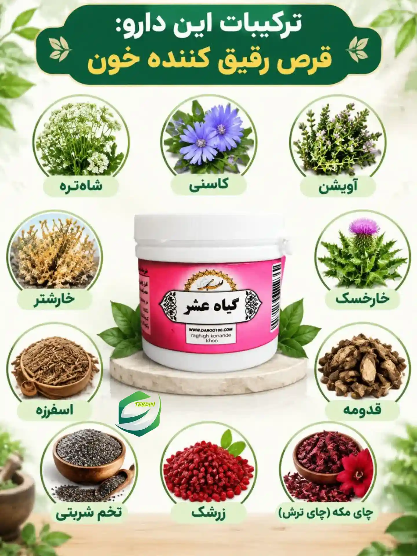 ترکیبات قرص گیاهی رقیق‌کننده خون