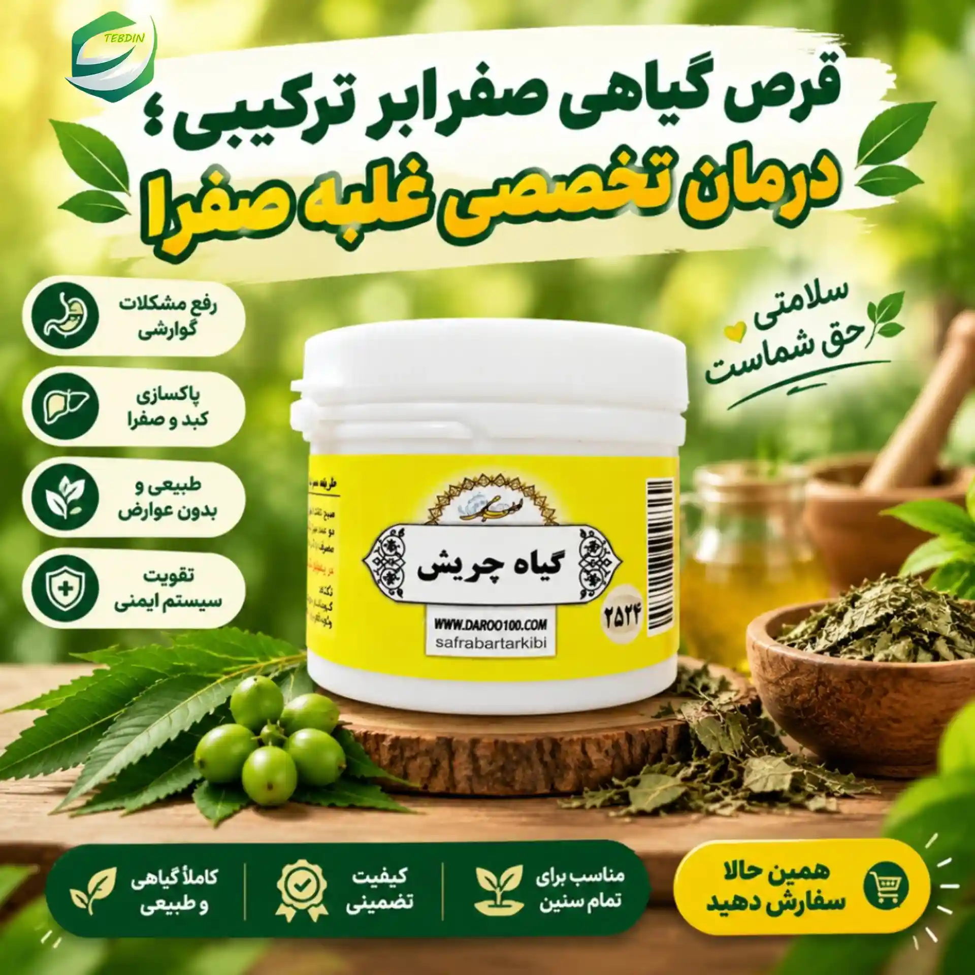 قرص گیاهی صفرابر ترکیبی 11 قرص گیاهی صفرا بر ترکیبی درمان تخصصی غلبه صفرا